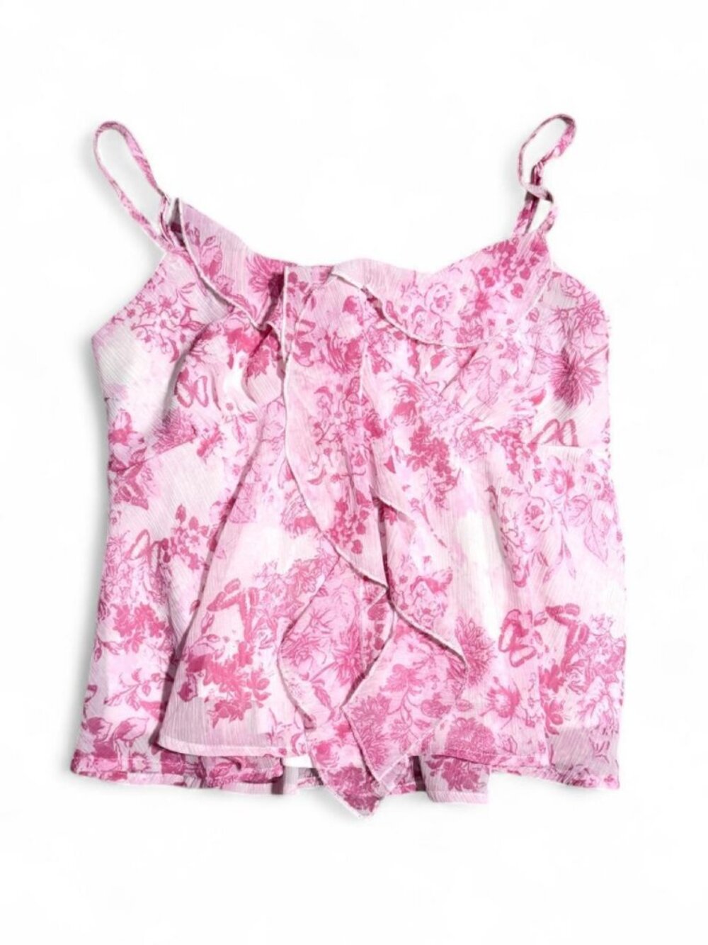 Pink Floral Ruffle Tank Top - Picture 2 of 8